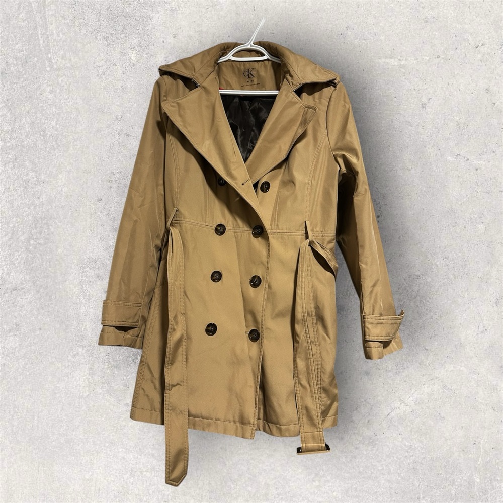 Calvin Klein Classic Tan Double-Breasted Trench Coat